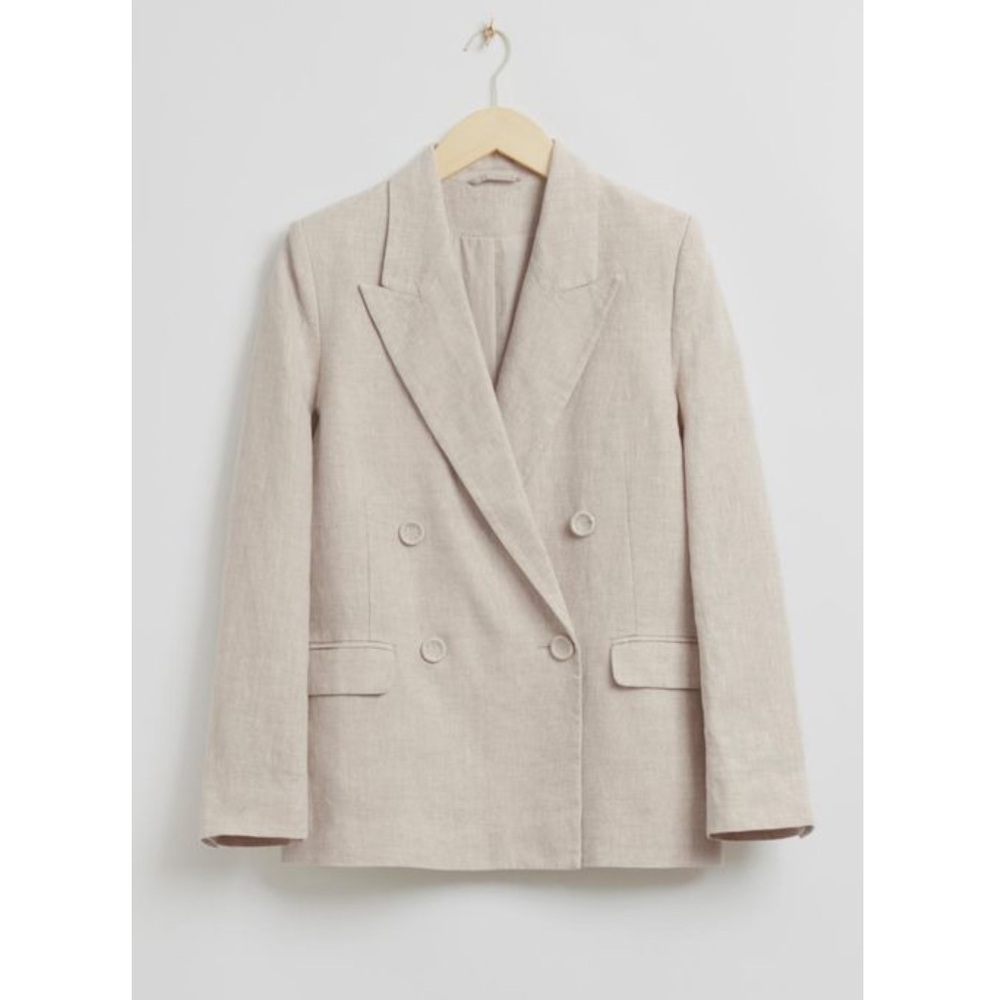 & OTHER STORIES Tailored Linen‎ Blazer Relaxed Double Breasted Size 36 NWT